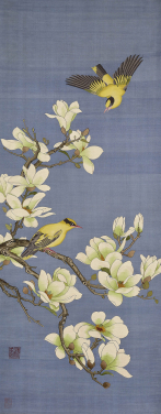 Orioles and magnolias
China
Late 19th or mid-20th century
Kesi (silk tapestry)
Hanging scroll
120 x 47.5 cm
Gift of Dr Lam Kwok Pun
HKU.T.2008.1675
Image Courtesy of the University Museum and Art Gallery, HKU